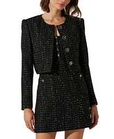 Astr the Label Women's Milena Button-Front Tweed Jacket