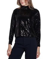 Belldini Women's Black Label Sequin Top with Back Cutout