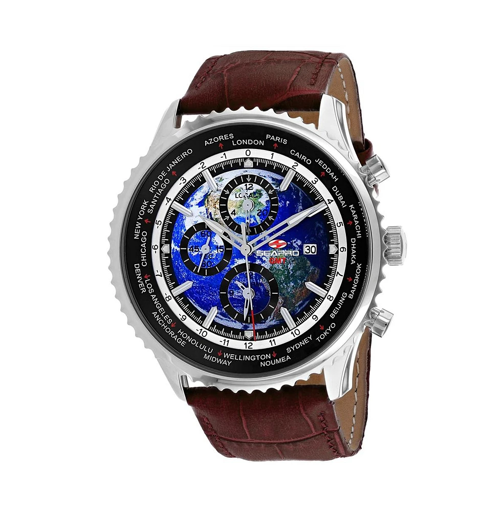 Seapro Men's Meridian World Timer Gmt Blue Dial Watch