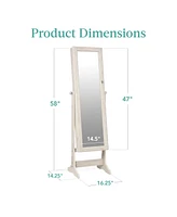 Best Choice Products Jewelry Armoire Cabinet, Full Length Mirror w/ Velvet Storage Interior, Lock
