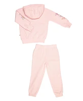 Bearpaw Girls 2 Piece Embroidered Hoodie with Jogger Pants Outfit Set