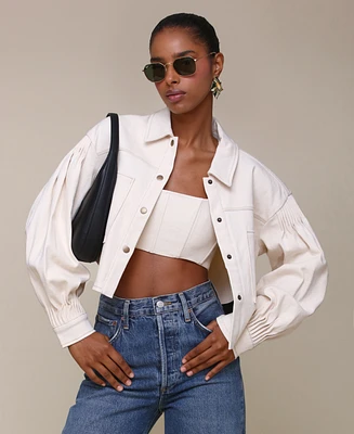 Avec Les Filles Women's Twill Cropped Jacket & Tank Top Set