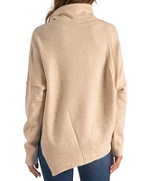 Elan Women's Asymmetric Mock-Neck Long-Sleeve Sweater