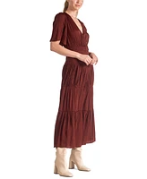 Elan Women's Short-Sleeve V-Neck Tiered Maxi Dress