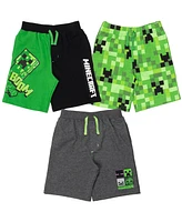 Minecraft Boys Skeleton Enderman Zombie French Terry 3 Pack Shorts to