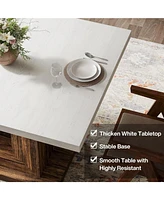Tribesigns 47-Inch Farmhouse Dining Table for 4, White Kitchen Dinner Table with Heavy Duty Pedestal, Rustic Wooden Eating Table for Home, Dining Room