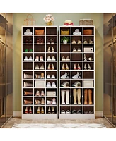 Tribesigns 10-Tier Shoe Storage Cabinet, White and Brown Wooden Shoe Rack with 30 Cubbies, Freestanding Tall Entryway Shoe Organizer for Closet, Entry