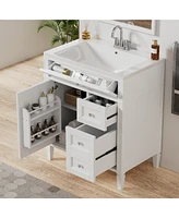 Slickblue 30'' Bathroom Vanity with Top Sink for Sleek and Functional Bathroom Storage