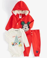 Disney Baby Boys Mickey Mouse Hooded Sweater Jacket, & Pluto Graphic Bodysuit Pants, 3 Piece Set