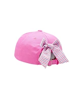 Bits & Bows Girls Soccer Ball Bow Baseball Hat in Magenta