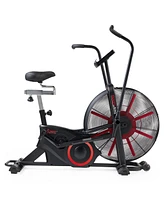 Sunny Health & Fitness Smart Customizable Air Bike Trainer, 330LB Capacity Leg + Arm Cardio Workout, Fan Cycling Cardio Exerciser for Home Training, E