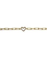 GiGiGirl 14K Gold Plated Cubic Zirconia Open Heart Halo Paperclip Link Bracelet