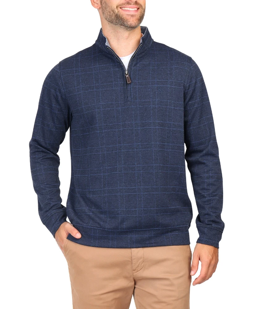 Tailorbyrd Men's Jacquard Plaid Quarter Zip