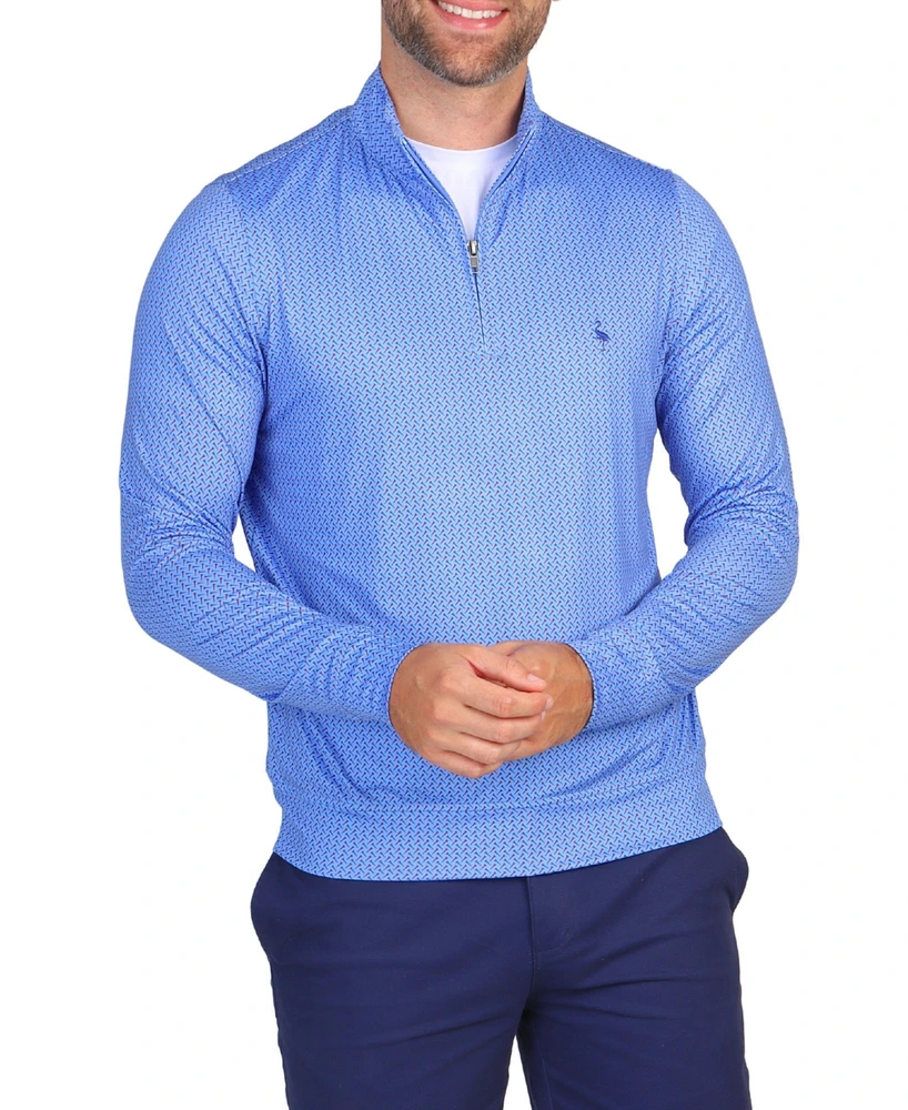 Men's Blue Tees Printed Performance Quarter Zip