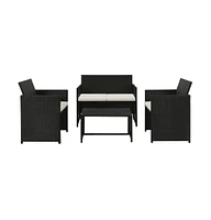 vidaXL Piece Patio Lounge Set with Cushions Poly Rattan