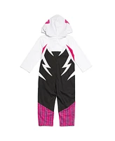 Marvel Little Girls Spider-Man Spider-Gwen Zip Up Cosplay Coverall