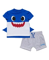 Pinkfong Little Boys Baby Shark Mommy Shark T-Shirt and French Terry Shorts Outfit Set Newborn to