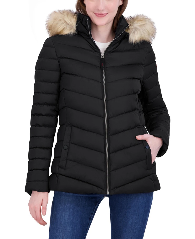 Hfx Women's Lightweight Quilted Puffer Jacket, Removable Hood