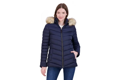 Hfx Women's Lightweight Quilted Puffer Jacket, Removable Hood