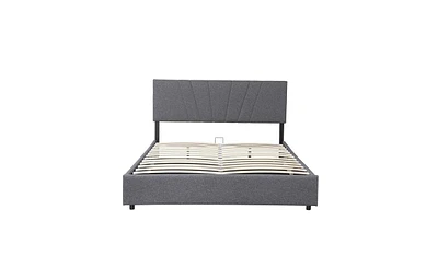 Slickblue Queen Upholstered Platform Bed with Lift-Up Storage Feature