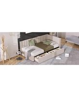 Slickblue Upholstered Twin Daybed with 2 Storage Drawers, Sofa Bed Frame No Box Spring Needed