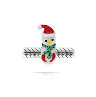 Bling Jewelry Christmas Holiday Snowman 3D Murano Glass Bead Charm Sterling Silver