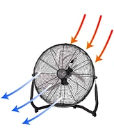 Vie Air 14 Inch Industrial High Velocity Heavy Duty Metal Floor Fan with 3 Speed Settings