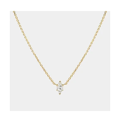 Hollywood Sensation 18K Gold Plated Sterling Silver Dainty Cable Chain Necklace with Marquise-Cut Cubic Zirconia Pendant