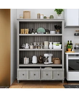 Famapy 3-Tier Open Shelves, Bookcase Accent Storage Cabinet with 2 Drawers
