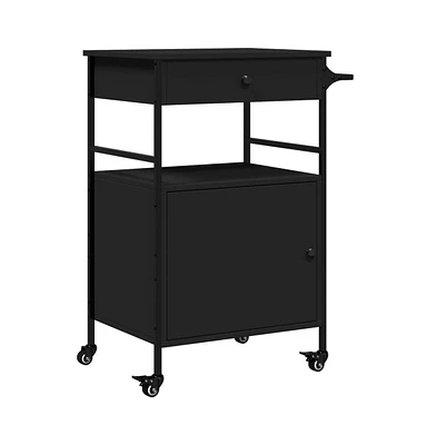 vidaXL Kitchen Trolley Black 22"x16.9"x35.2" Engineered Wood