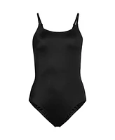 Lands' End Petite Scoop Neck High Leg Tugless Tank Thin Strap One Piece Swimsuit