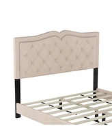 Slickblue Queen Size Upholstered Bed Frame with Rivet Design – Stylish and Durable