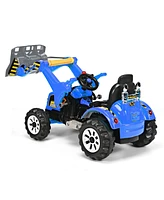 Costway 12V Battery Powered Kids Ride On Excavator Truck w/ Front Loader Digger