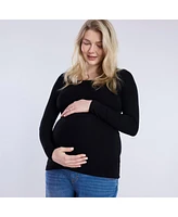 Motherhood Maternity Square Neck Rib Knit Long Sleeve Tee