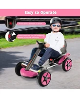 Costway 12V Kids Electric Go Kart Foldable Quad Racing Ride on Toy Car with Flashing