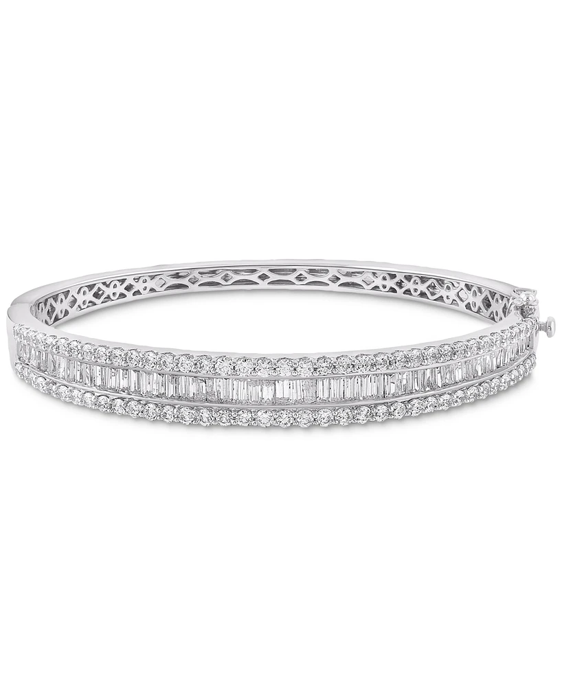 Diamond Baguette & Round Bangle Bracelet (5 ct. t.w.) in 14k White Gold