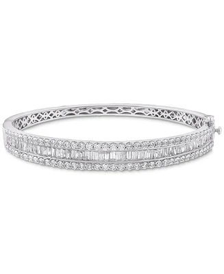 Diamond Baguette & Round Bangle Bracelet (5 ct. t.w.) in 14k White Gold