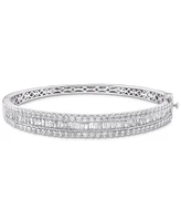 Diamond Baguette & Round Bangle Bracelet (5 ct. t.w.) in 14k White Gold