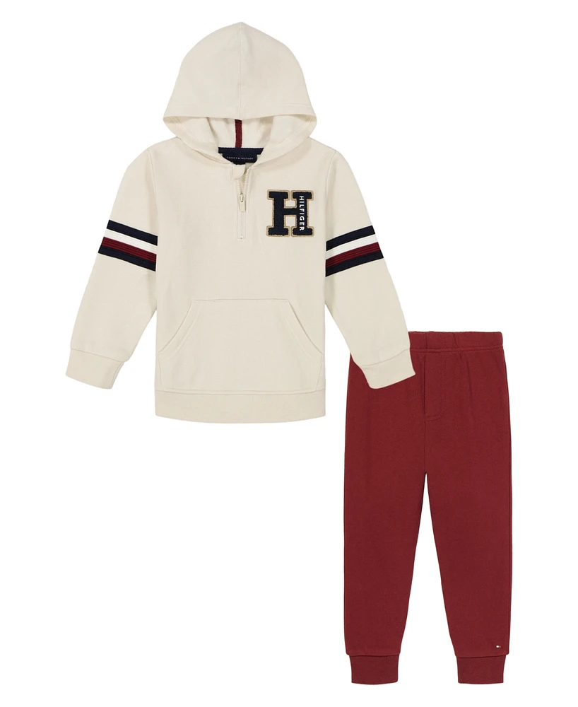 Tommy Hilfiger Baby Boy 1/4-Zip Fleece Monogram Hoodie Joggers, 2-Piece Set