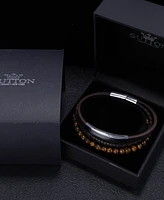 Rhona Sutton Black Tigers Eye Multi Leather Stainless Steel Bracelet