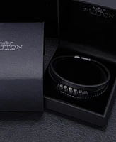 Rhona Sutton Urban Edge Leather Black Stainless Steel Bracelet