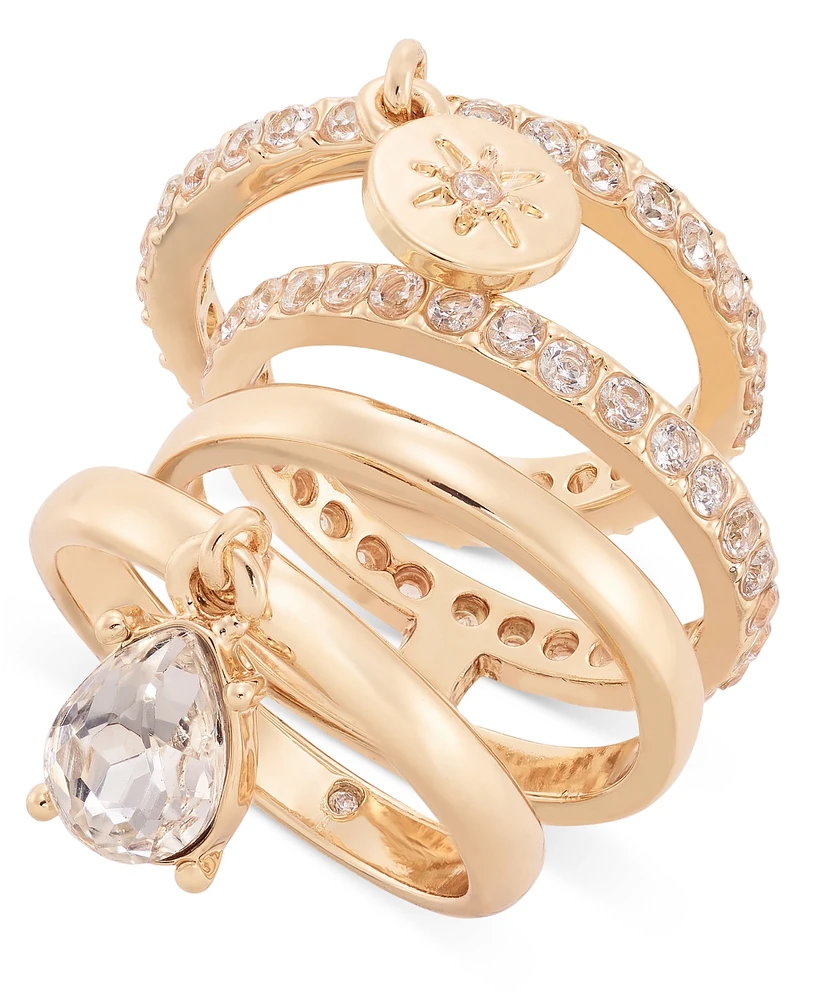 On 34th Gold-Tone 3-Pc. Set Crystal Star Charm Stack Rings, Created for Macy's