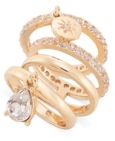 On 34th Gold-Tone 3-Pc. Set Crystal Star Charm Stack Rings, Created for Macy's