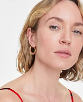 On 34th Small Croissant-Textured Hoop Earrings, 1.06", Created for Macy's