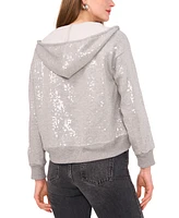 1.state Women's Full-Zip Hooded Long-Sleeve Sequin Hoodie