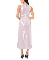 1.state Women's Asymmetric Ruched Metallic Midi Dress