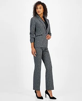 Kasper Women's Printed Ruched-Sleeve One-Button Blazer