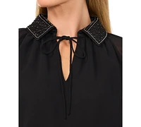 CeCe Women's Embellished Tie-Neck Blouse