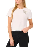 CeCe Women's Embellished Bow Tee