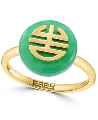 Effy Dyed Jade Polished Logo Circle Statement Ring in 14k Gold